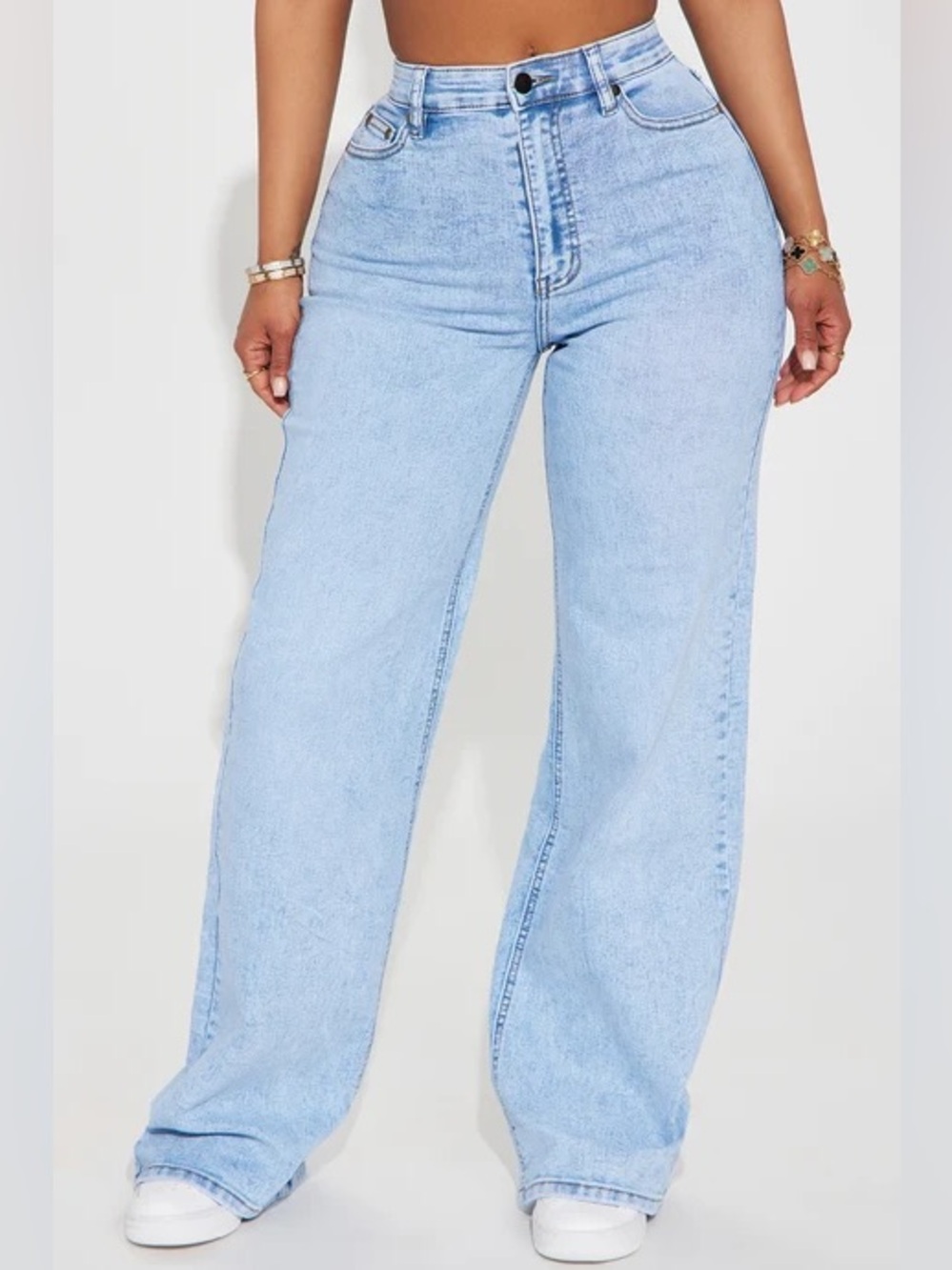 Stretch Wide Leg Jeans Light Blue